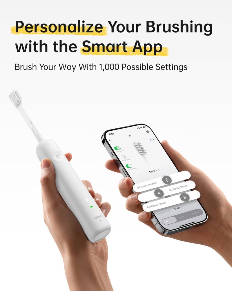 Laifen Wave Special Electric Toothbrush, New 2025 Version Oscillation & Vibration Sonic Electric Toothbrush for Adults with App, 2 Brush Heads, IP68 Waterproof Travel Powered Toothbrush (Matte White) - Image 5